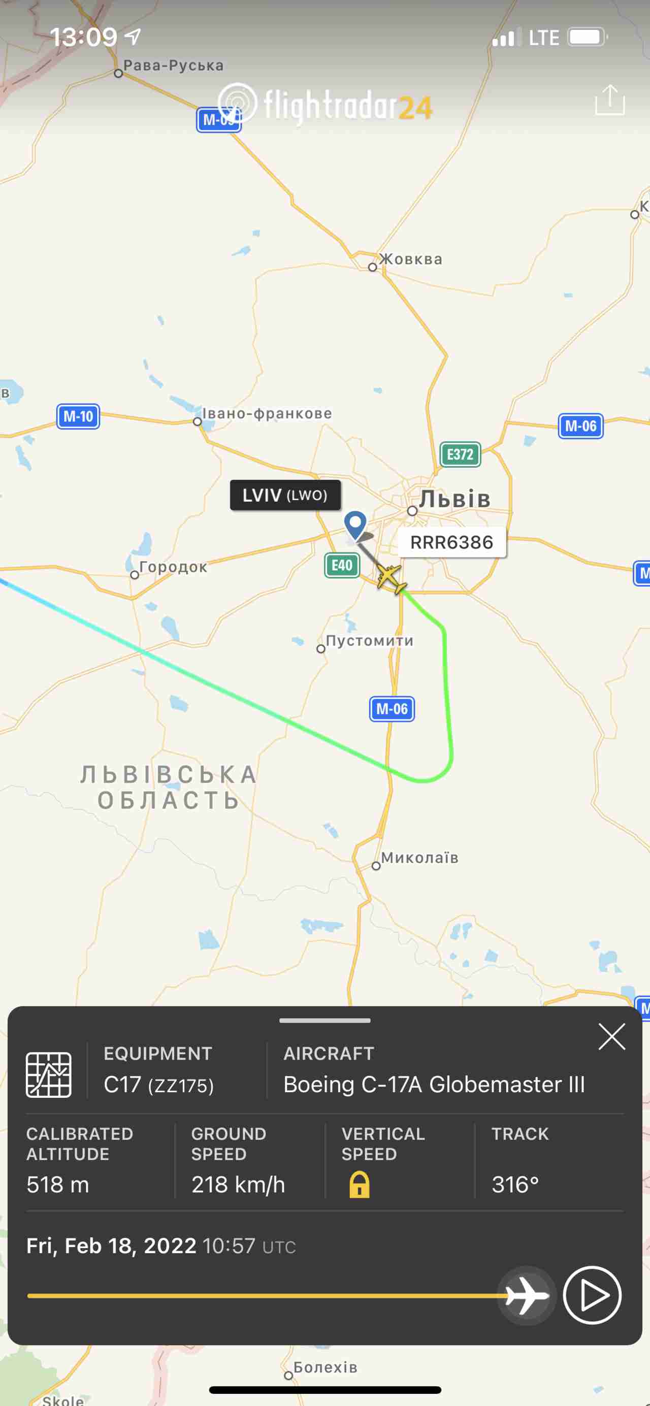 Літак «Boeing C-17 Globemaster III» здійснив посадку у Львові