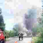 На Львівщині під час руху загорілася вантажівка (ФОТО)