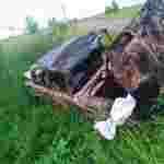 На Яворівщині згорів вщент перекинутий на дах автомобіль (фото)