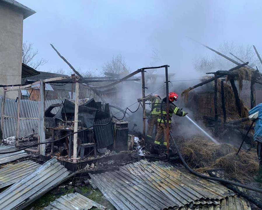 На Жидачівщині у приватному господарстві сталася пожежа: тварин врятували, авто згоріло (фото)
