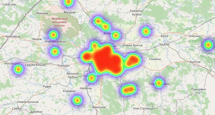 Онлайн-карта поширення коронавірусу на Львівщині