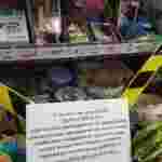 Посуд, шкарпетки, дитячі зошити: супермаркети заклеїли заборонену на період локдауну продукцію (фото)