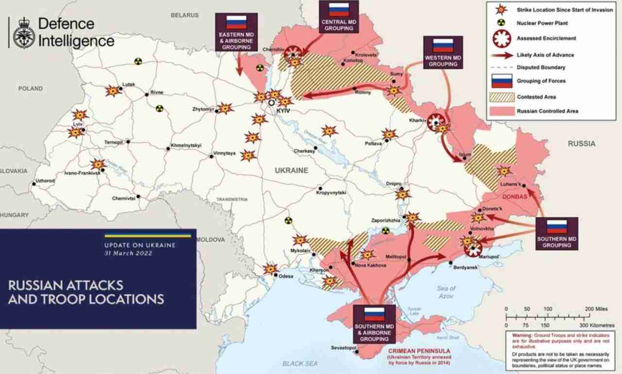 Розвідка Великої Британії показала оновлену карту бойових дій в Україні