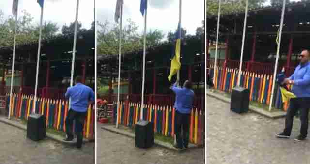 У центрі Тбілісі зірвали український прапор (ВІДЕО)