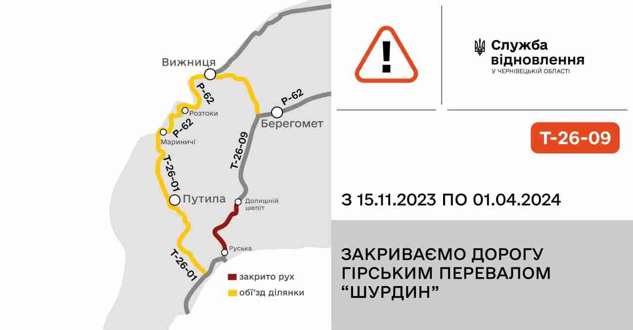 Увага! З 15 листопада закривають для руху транспорту високогірний автомобільний перевал у Карпатах