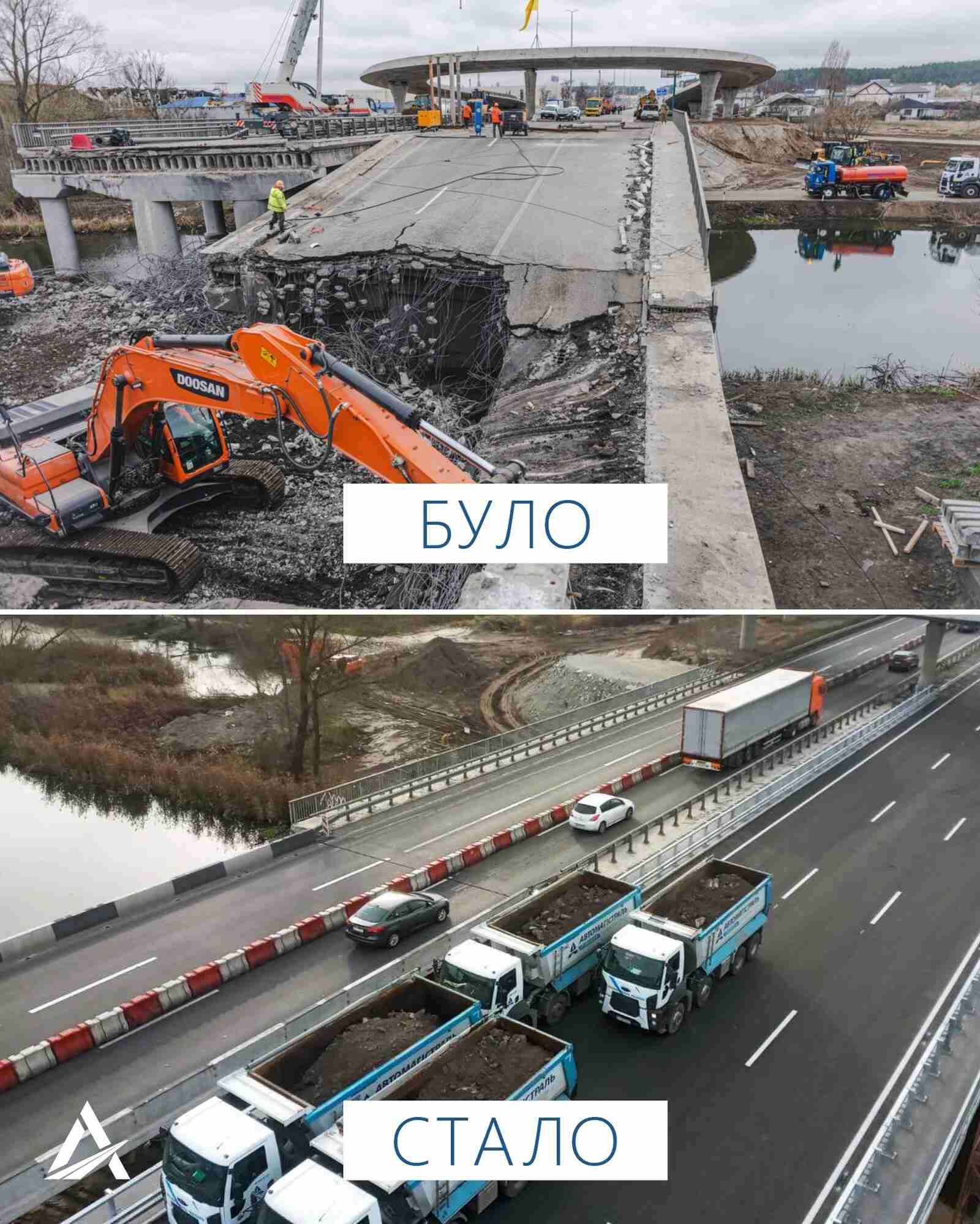 В Україні відкрили відремонтований міст на трасі «Київ-Чоп», зруйнований у лютому окупантами (ФОТО)
