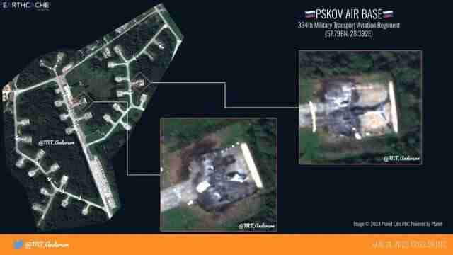 З'явилися нові супутникові знімки, які підтверджують знищення російських Іл-76 в Пскові